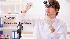  Presentation with chemist - Slides with ph - chemist in the lab checking background and a lemonade colored foreground