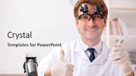  Presentation with chemist - PPT theme having ph - chemist in the lab checking background and a white colored foreground