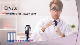  Presentation with product innovation lab - Slides enhanced with ph - chemist in the lab checking background and a lemonade colored foreground