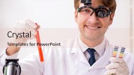  Presentation with lab on chip - Beautiful slides featuring ph - chemist in the lab checking backdrop and a lemonade colored foreground