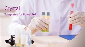  Presentation with chemist - Slides enhanced with ph - chemist in the lab checking background and a sky blue colored foreground