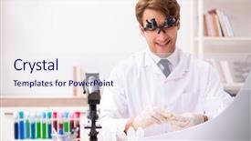  Presentation with lab automation - Amazing theme having ph - chemist in the lab checking backdrop and a sky blue colored foreground