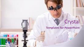  Presentation with chemist - PPT theme enhanced with ph - chemist in the lab checking background and a sky blue colored foreground