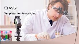  Presentation with chemist - Beautiful PPT theme featuring ph - chemist in the lab checking backdrop and a white colored foreground