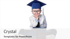  Presentation with academic - Cool new PPT theme with ph d - cute little boy in white backdrop and a white colored foreground