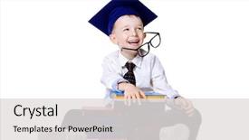  Presentation with academic - PPT theme having ph d - cute little boy in white background and a light gray colored foreground