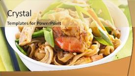  Presentation with pad thai - Slide deck featuring phad thai with shrimps background and a blonde colored foreground