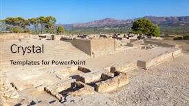  Presentation with prehistoric - Theme with phaistos palace a bronze age background and a soft green colored foreground