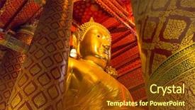  Presentation with ayutthaya - Theme having phanan choeng temple in ayutthaya background and a tawny brown colored foreground