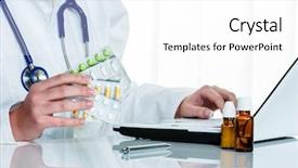  Presentation with prescription medication - PPT theme having pharamcy costs - doctor provides a prescription background and a white colored foreground