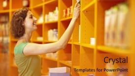  Presentation with medicine - Slides consisting of pharamcy costs - happy customer taking medicine background and a gold colored foreground