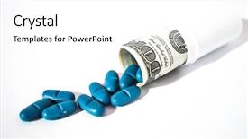  Presentation with health cost - PPT layouts featuring pharamcy costs - high cost of health background and a white colored foreground