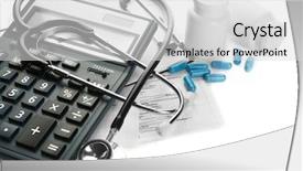  Presentation with medical pills - Slides with pharamcy costs - medical concept pills calculator background and a light gray colored foreground
