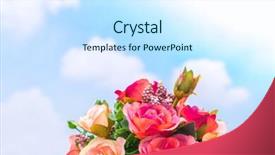  Presentation with blue sky - Amazing presentation theme having pharanges - beautiful of artificial flowers backdrop and a  colored foreground