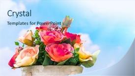  Presentation with sky blue - Beautiful theme featuring pharanges - beautiful of artificial flowers backdrop and a  colored foreground