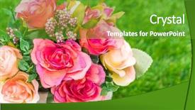  Presentation with grass - Beautiful theme featuring pharanges - beautiful of artificial flowers backdrop and a  colored foreground