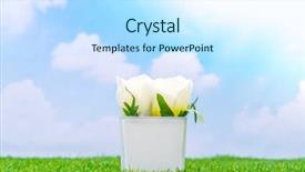  Presentation with grass - Slide set featuring pharanges - beautiful of artificial flowers background and a  colored foreground