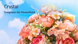 Presentation with sky blue - Slides featuring pharanges - beautiful of artificial flowers background and a  colored foreground