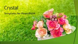  Presentation with grass - Audience pleasing theme consisting of pharanges - beautiful of artificial flowers backdrop and a  colored foreground