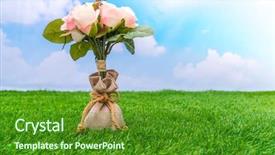  Presentation with green grass artificial top - Audience pleasing slide set consisting of pharanges - beautiful of artificial flowers backdrop and a  colored foreground