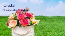  Presentation with green grass artificial top - Cool new PPT theme with pharanges - beautiful of artificial flowers backdrop and a  colored foreground