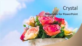  Presentation with coral reefs blue water beautiful sky - Slide set consisting of pharanges - beautiful of artificial flowers background and a  colored foreground