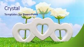  Presentation with green grass artificial top - Audience pleasing slide set consisting of pharanges - beautiful of artificial flowers backdrop and a  colored foreground