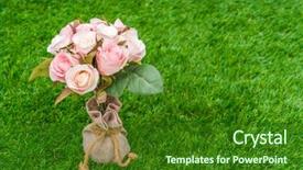  Presentation with green grass artificial top - Slide set enhanced with pharanges - beautiful of artificial flowers background and a  colored foreground