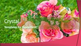  Presentation with green grass artificial top - Audience pleasing presentation design consisting of pharanges - beautiful of artificial flowers backdrop and a  colored foreground