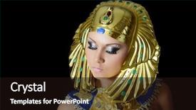  Presentation with pharaoh history - Slide deck having history queens - girl-dancer in costume background and a gold colored foreground
