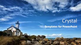  Presentation with beach rocks - Presentation theme featuring phare-de-pontusval-lovely background and a teal colored foreground