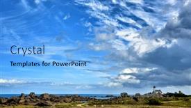  Presentation with beach rocks - Cool new PPT theme with phare-de-pontusval-lovely backdrop and a light blue colored foreground