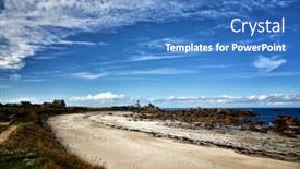  Presentation with beach rocks - Slides consisting of phare-de-pontusval-small-lighthouse background and a teal colored foreground