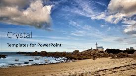  Presentation with beach rocks - Beautiful slide set featuring phare-de-pontusval-small-lighthouse backdrop and a light blue colored foreground
