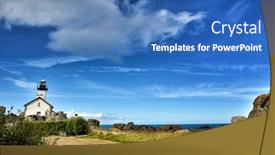  Presentation with beach rocks - Presentation design with phare-de-pontusval-small-lighthouse background and a teal colored foreground