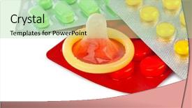 Presentation with condom - Audience pleasing presentation consisting of pharm - condom and pills isolated backdrop and a mint green colored foreground