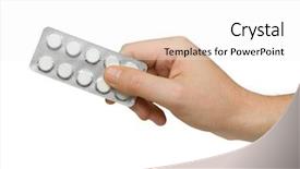  Presentation with pills - PPT theme enhanced with pharm - hand giving pills isolated background and a white colored foreground