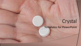  Presentation with medicament medical medicine pills - Colorful slides enhanced with pharm - hand with pills - medical backdrop and a coral colored foreground