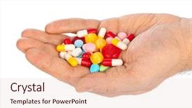  Presentation with pills - PPT layouts enhanced with pharm - hand with pills isolated background and a  colored foreground