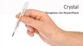  Presentation with waiter hand in white glove - PPT theme with pharm - hand with thermometer isolated background and a white colored foreground