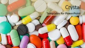  Presentation with abstract medical - Slide deck with pharm - heap of pills - abstract background and a soft green colored foreground