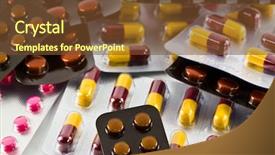  Presentation with medicament medical medicine pills - PPT theme enhanced with pharm - packaging of medicines tablets pills background and a tawny brown colored foreground