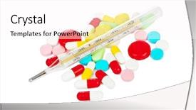  Presentation with chemistry white pills - PPT layouts having pharm - pills and thermometer isolated background and a  colored foreground
