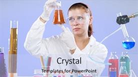  Presentation with pharma - Amazing slide set having pharma drugs - woman with test tubes backdrop and a  colored foreground