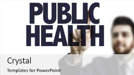  Presentation with public health - Slides featuring pharma industry - businessman pointing the text public background and a white colored foreground