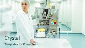  Presentation with factory - Amazing PPT theme having pharma industry - medicine factory worker or operator backdrop and a sky blue colored foreground