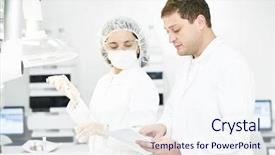  Presentation with pharmaceutical - Presentation theme consisting of pharma industry - pharmaceutical staff workers in uniform background and a sky blue colored foreground