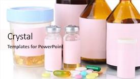  Presentation with pharma - PPT layouts enhanced with pharma injectables - pills and medicine bottles isolated background and a  colored foreground