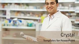  Presentation with chemist - Amazing theme having couture - white male mannequin torso on backdrop and a gray colored foreground.