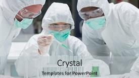  Presentation with lab test - Presentation theme featuring pharmaceutical - chemist adding green liquid background and a light gray colored foreground